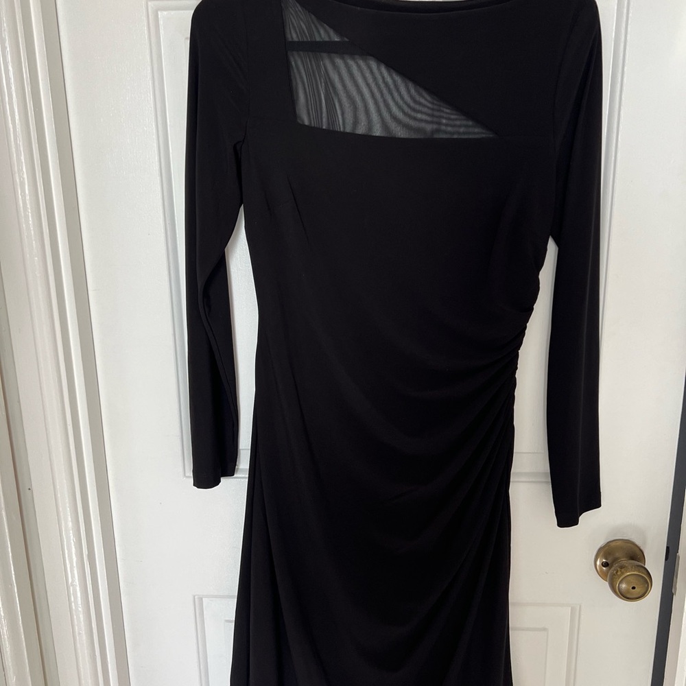 Ralph Lauren Black Asymmetrical Cut Out Cocktail Dress